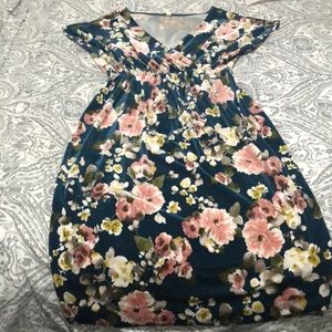 Pink blush maternity velvet floral dress XL